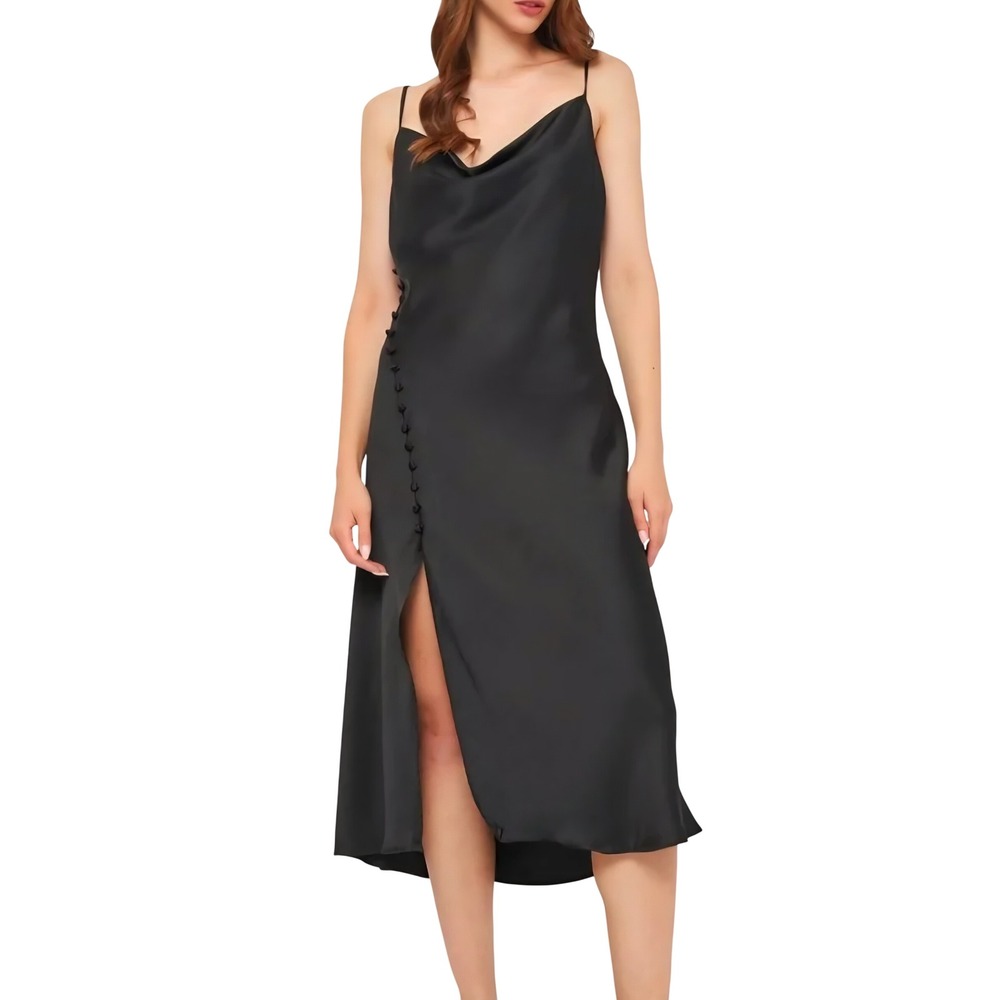 Zara Satin Camisole Dress beautiful draped cowl neckline and a subtle side slit